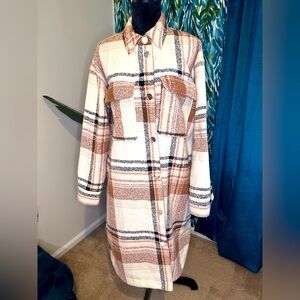 CALIA Plaid Longline Snap front Coat